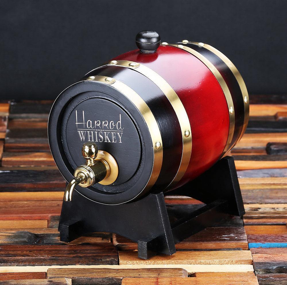 Personalized Barrel with Metal Tap, Groomsmen Gifts, Christmas Gift - Dark Red - Engravedideas