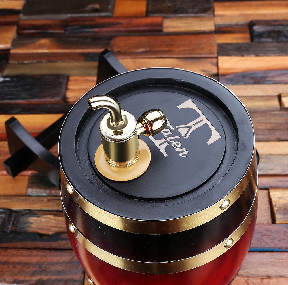 Personalized Barrel with Metal Tap, Groomsmen Gifts, Christmas Gift - Dark Red Engravedideas