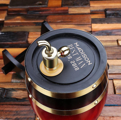 Personalized Barrel with Metal Tap, Groomsmen Gifts, Christmas Gift - Dark Red - Engravedideas