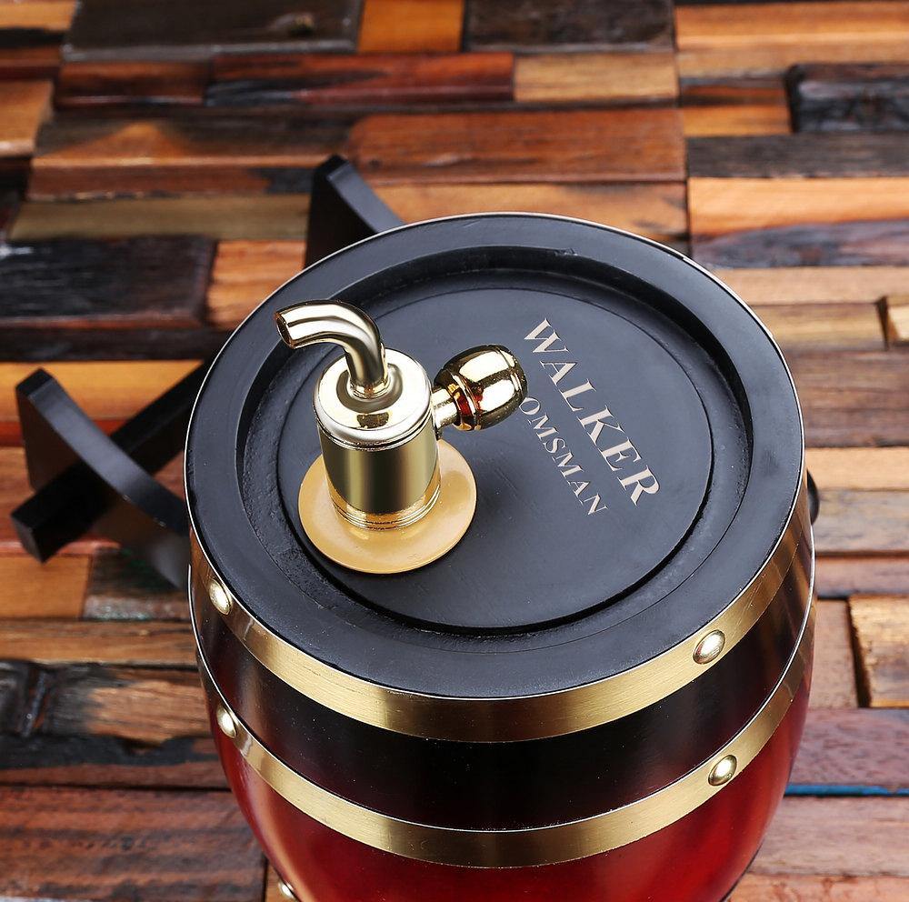 Personalized Barrel with Metal Tap, Groomsmen Gifts, Christmas Gift - Dark Red - Engravedideas